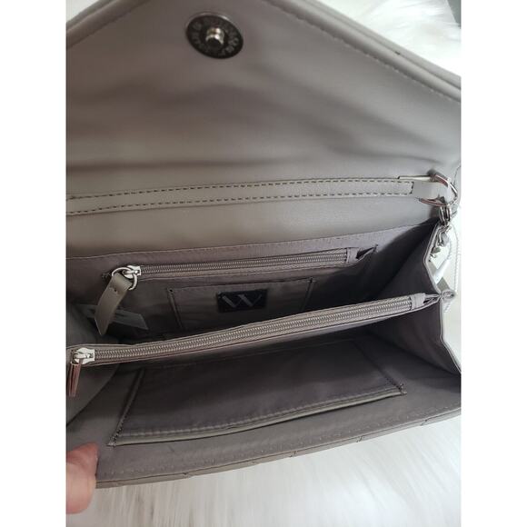 NEW Gray Quilted Envelope FLap Crossbody Purse Worthington Old Money Silver - Picture 6 of 7